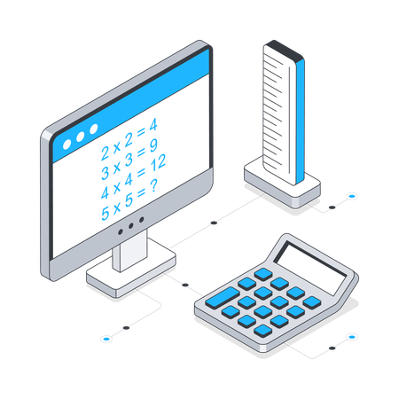 Aulas de matemática on-line  Ilustração