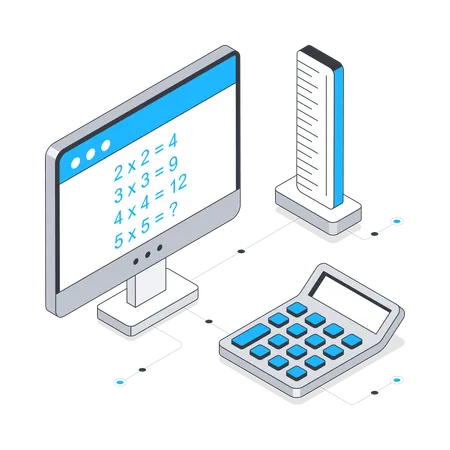 Aulas de matemática on-line  Ilustração