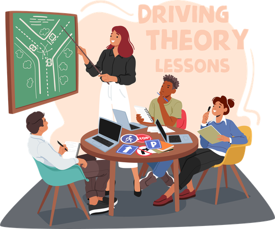 Aulas de teoria de direção  Ilustração