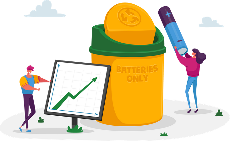 Aumentando a reciclagem de baterias  Ilustração