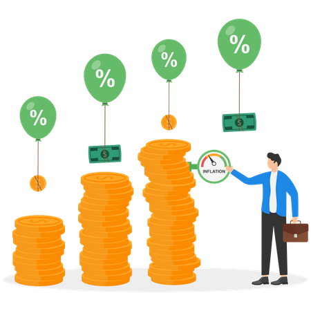 Aumento da taxa de juros devido à inflação  Ilustração