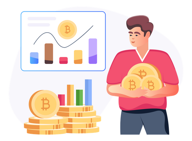 Aumento de bitcoins  Ilustração