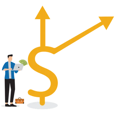 Aumento de los ingresos comerciales por ventas en el mercado  Ilustración