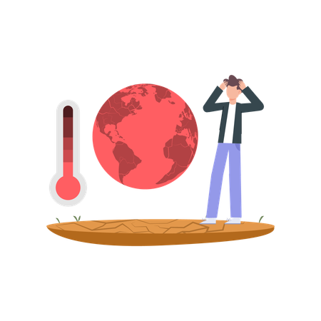 La temperatura aumenta debido al calentamiento global.  Ilustración