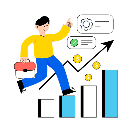 Aumento del gráfico de negocios  Ilustración