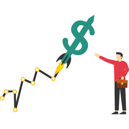 Valor do dólar americano sobe  Ilustração