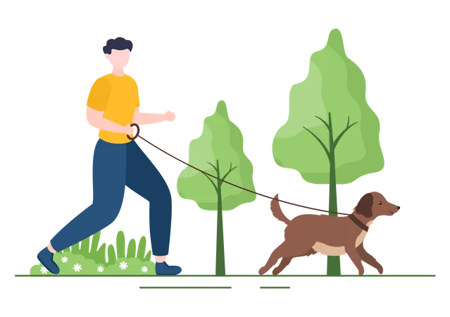 Trainer läuft mit Hund  Illustration