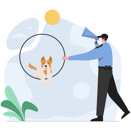 Ausbildung zum Polizeihund  Illustration