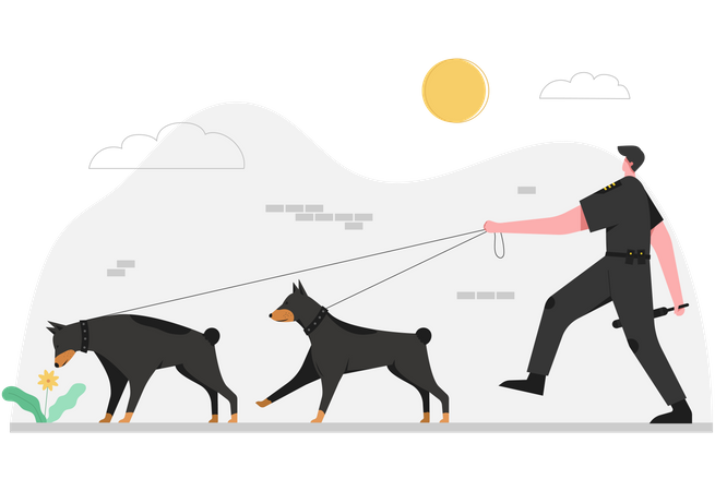Ausbildung zum Polizeihund  Illustration