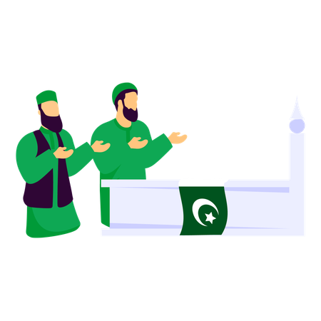 Aussprechen der Fatiha am Grab von Allama Iqbal  Illustration