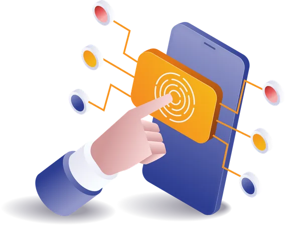 Autenticación mediante escaneo de huellas dactilares  Ilustración