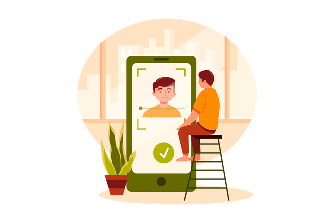 Authentification par identification faciale  Illustration