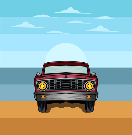 Auto am Strand  Illustration