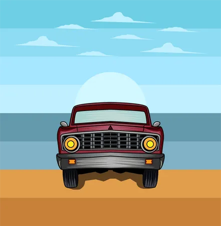 Auto am Strand  Illustration