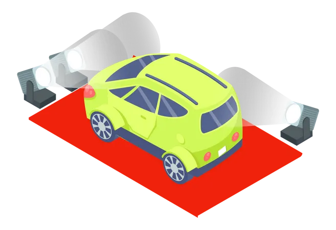 Auto feiert Premiere auf dem roten Teppich  Illustration