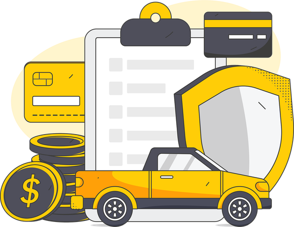 Auto gegen Schäden versichert  Illustration