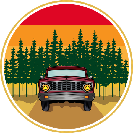 Auto im Wald  Illustration