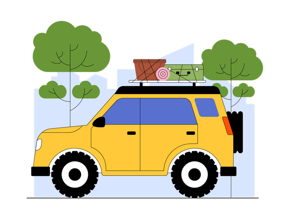 Auto mit Gepäckträger  Illustration