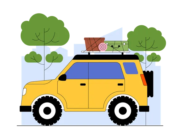 Auto mit Gepäckträger  Illustration