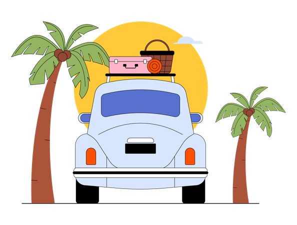 Auto mit Reisegepäck  Illustration