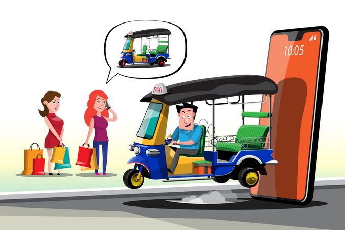 Auto rickshaw service Illustration