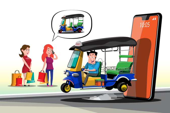 Auto rickshaw service  Illustration