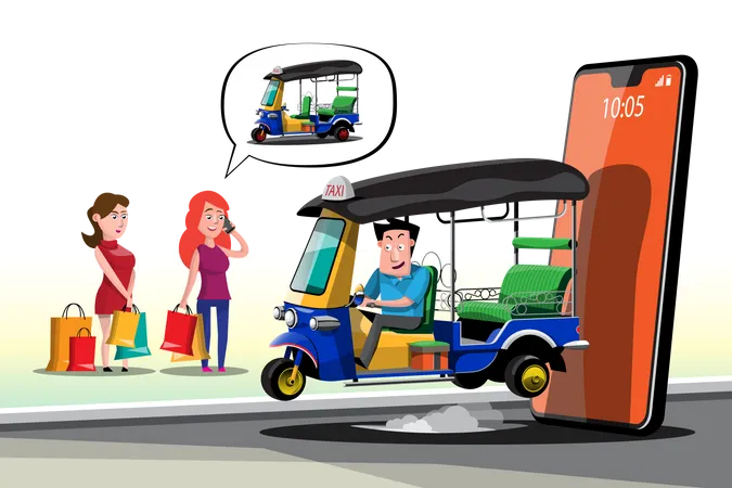 Auto rickshaw service  Illustration