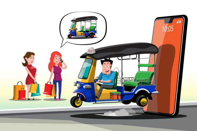 Auto rickshaw service  Illustration
