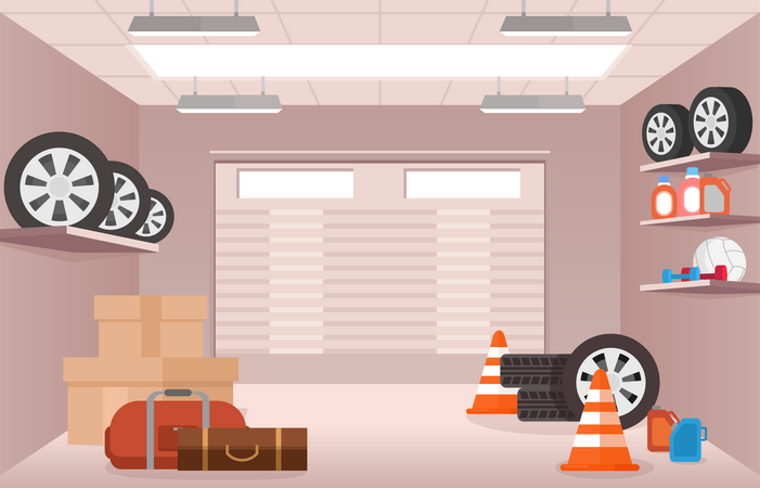 Auto Service Garage  Illustration