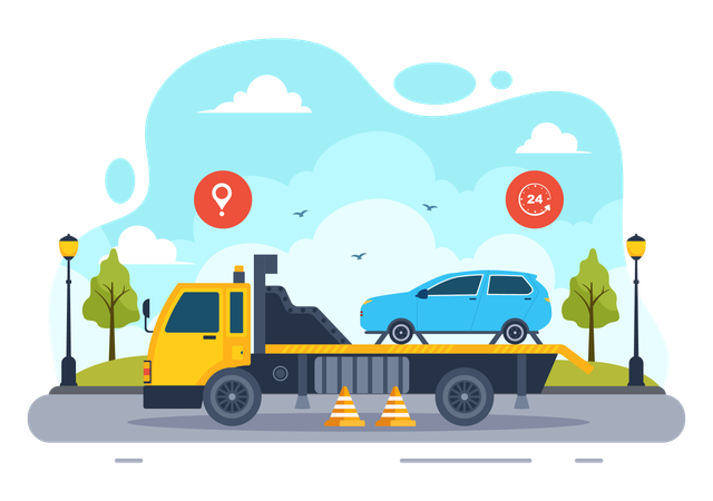 Auto Towing Car  Illustration