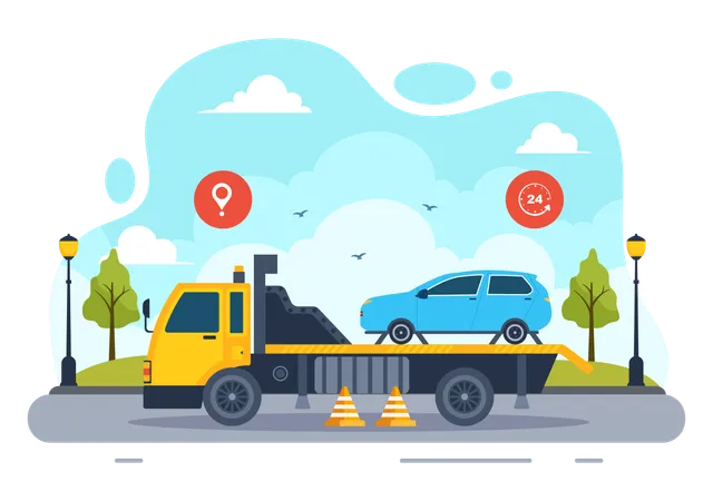 Auto Towing Car  Illustration