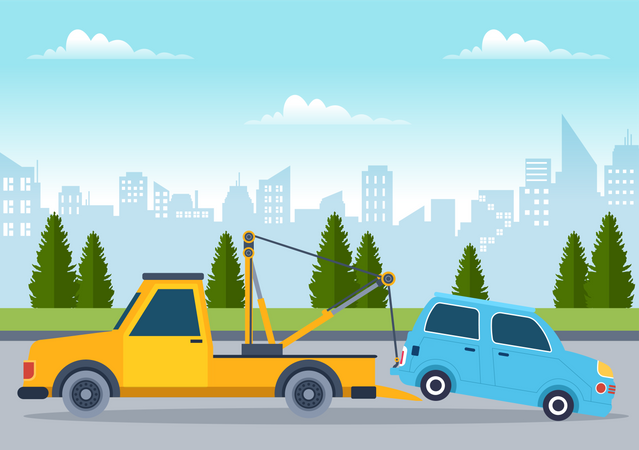 Auto Towing Car  Illustration