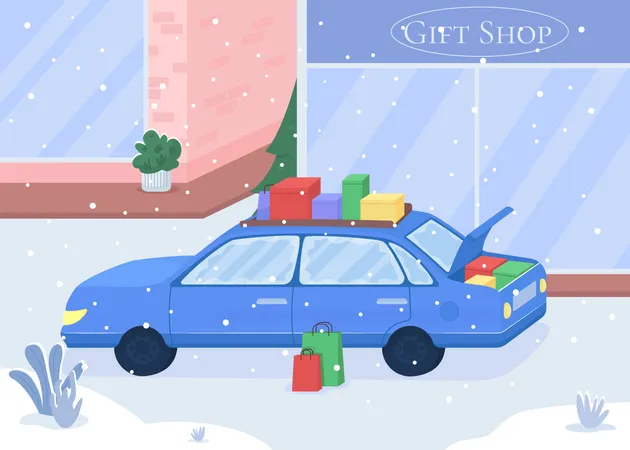 Auto with purchased gifts Illustration