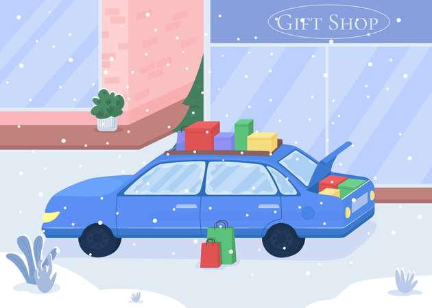 Auto with purchased gifts  Illustration