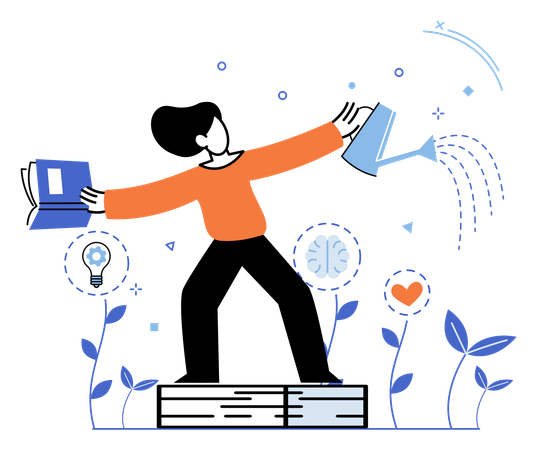 Educação de funcionários on-line com autoaprendizagem  Ilustração
