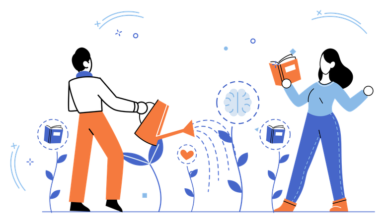 Educação de funcionários on-line com autoaprendizagem  Ilustração
