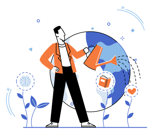 Educação de funcionários on-line com autoaprendizagem  Ilustração