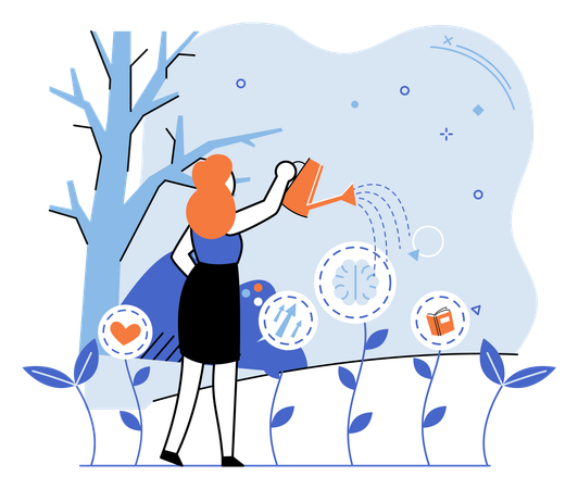 Educação de funcionários on-line com autoaprendizagem  Ilustração