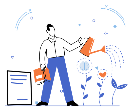 Educação de funcionários on-line com autoaprendizagem  Ilustração