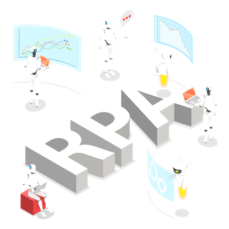 Automatização de processos robóticos  Ilustração