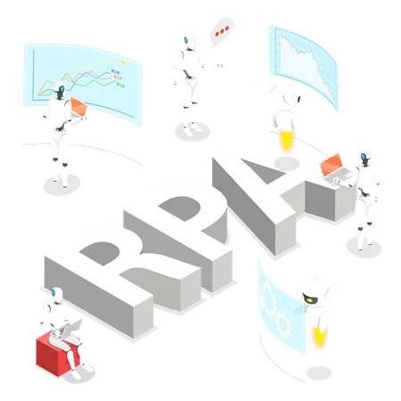 Automatização de processos robóticos  Ilustração