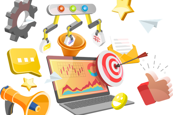 Automação de software de publicidade  Ilustração