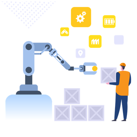 Automated assembly and packing machinery  Illustration