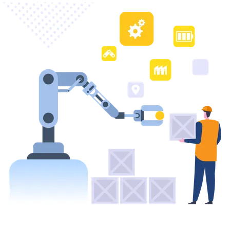 Automated assembly and packing machinery  Illustration