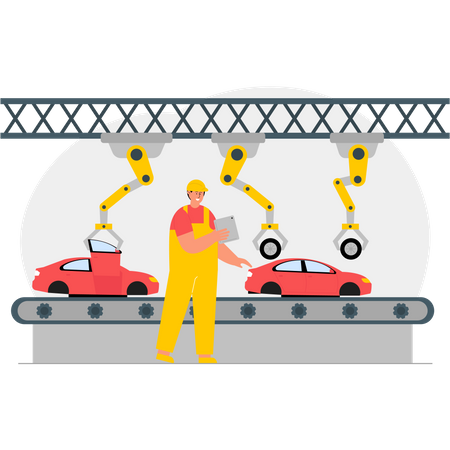 Automated car production  Illustration