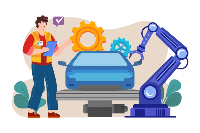 Automated Car Production  Illustration