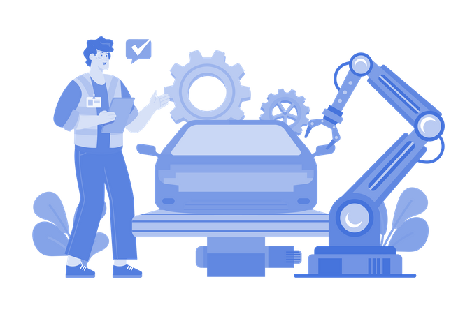 Automated Car Production  Illustration