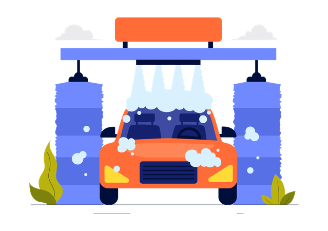 Automated car washing center  Illustration