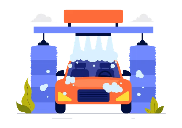 Automated car washing center  Illustration