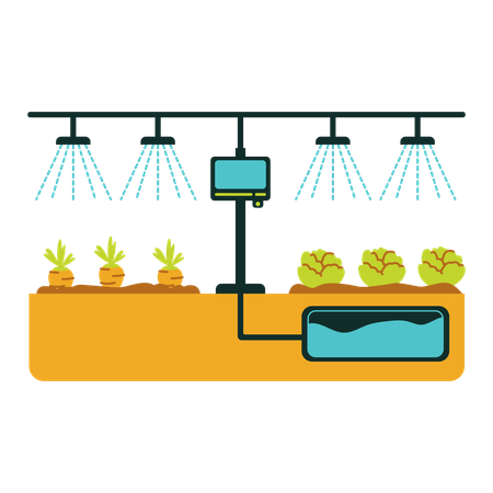 Automated Hydroponic Farming System With Water Circulation  Illustration